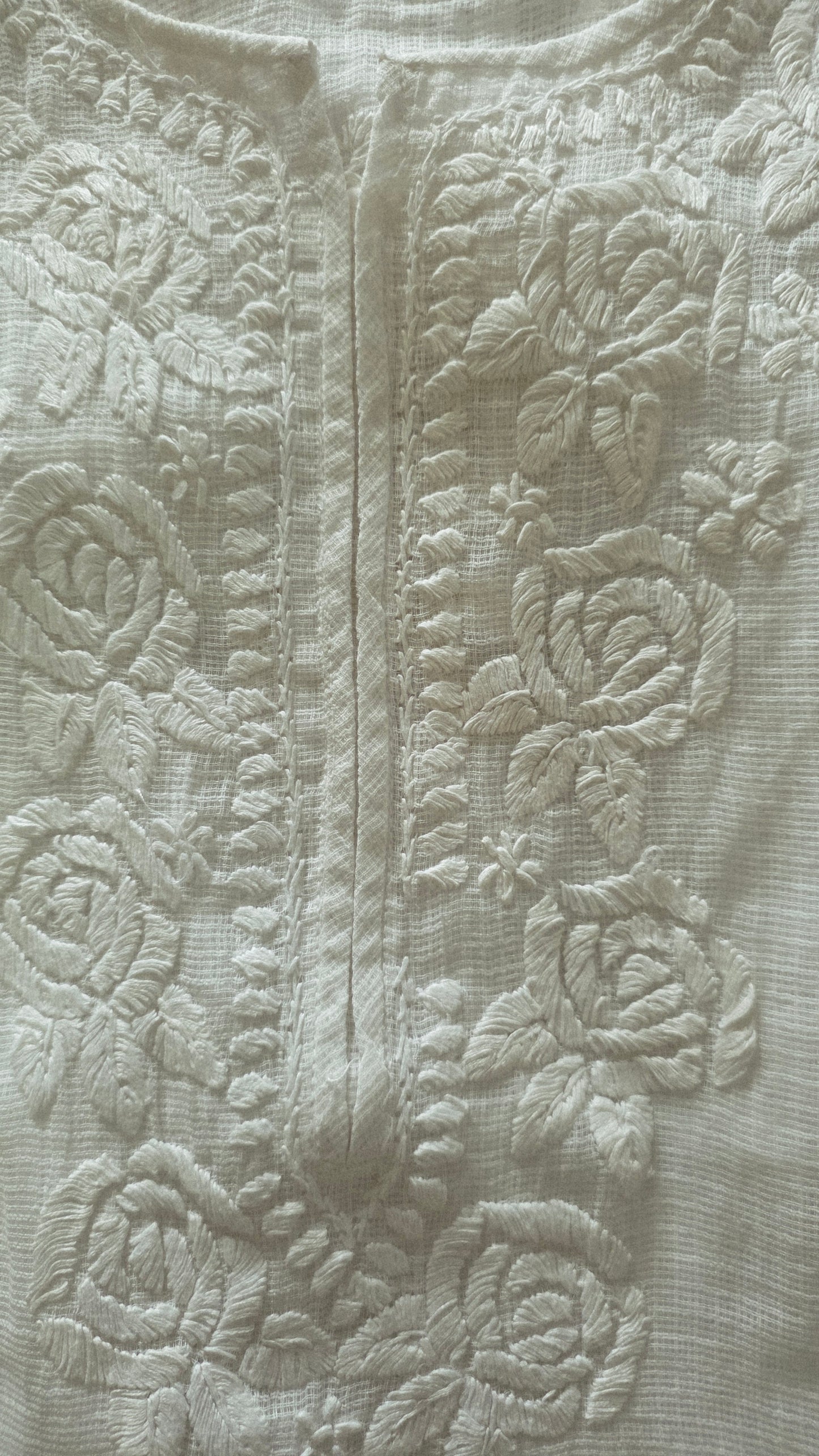 Designer White Chikankari Kota Cotton Hand Work Kurti (Free size upto 42)