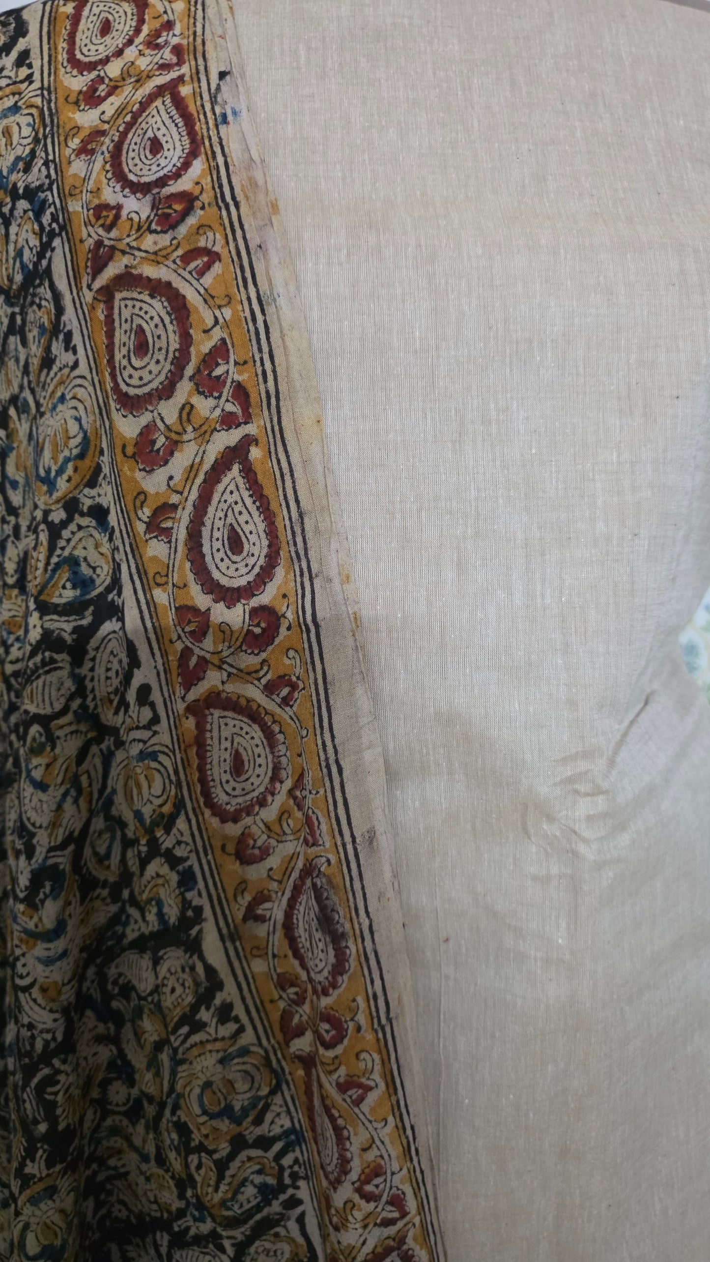 Beige Cream Kalamkari Salwar Kameez Dress Material