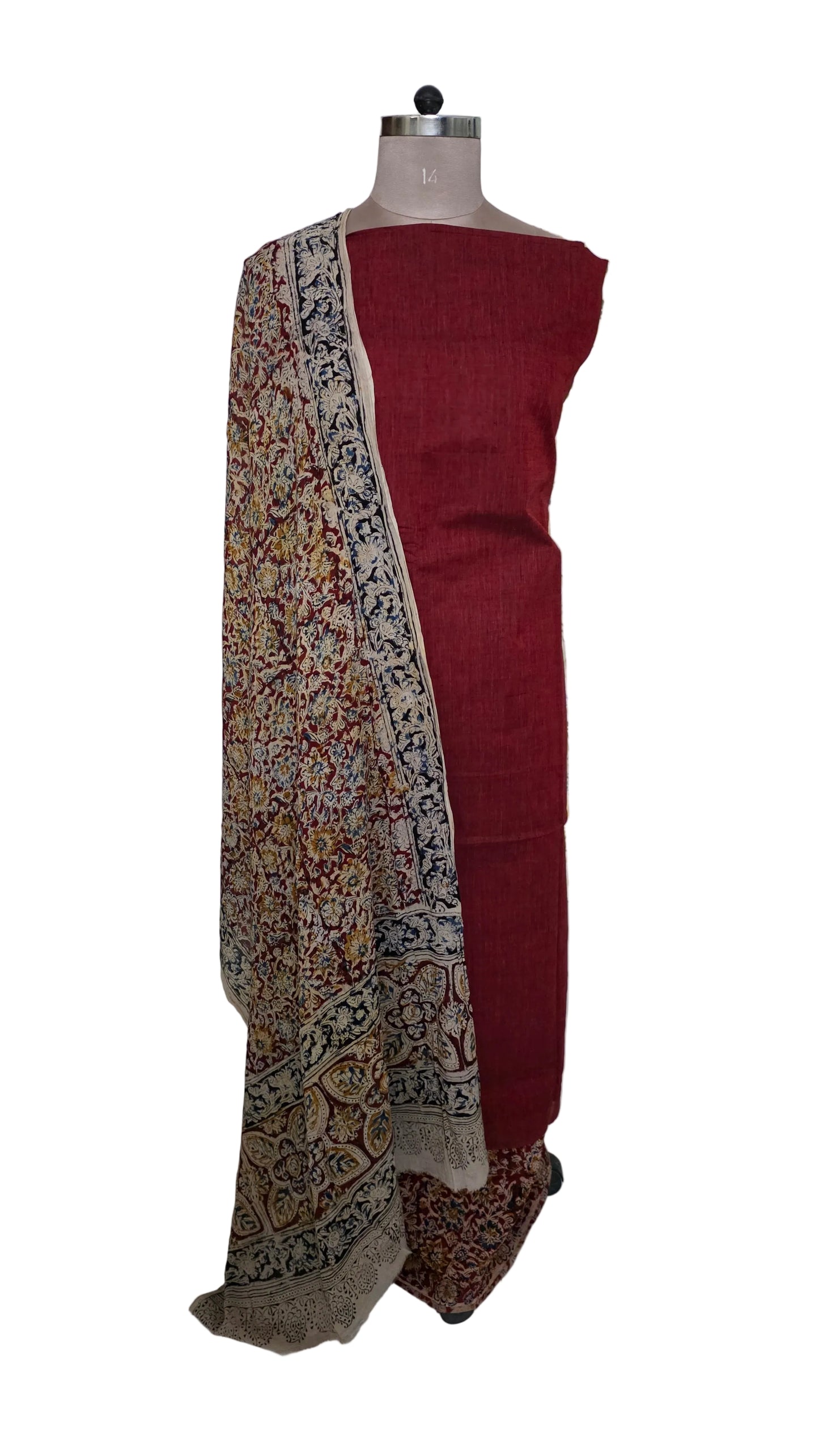 Maroon Kalamkari Salwar Kameez Dress Material