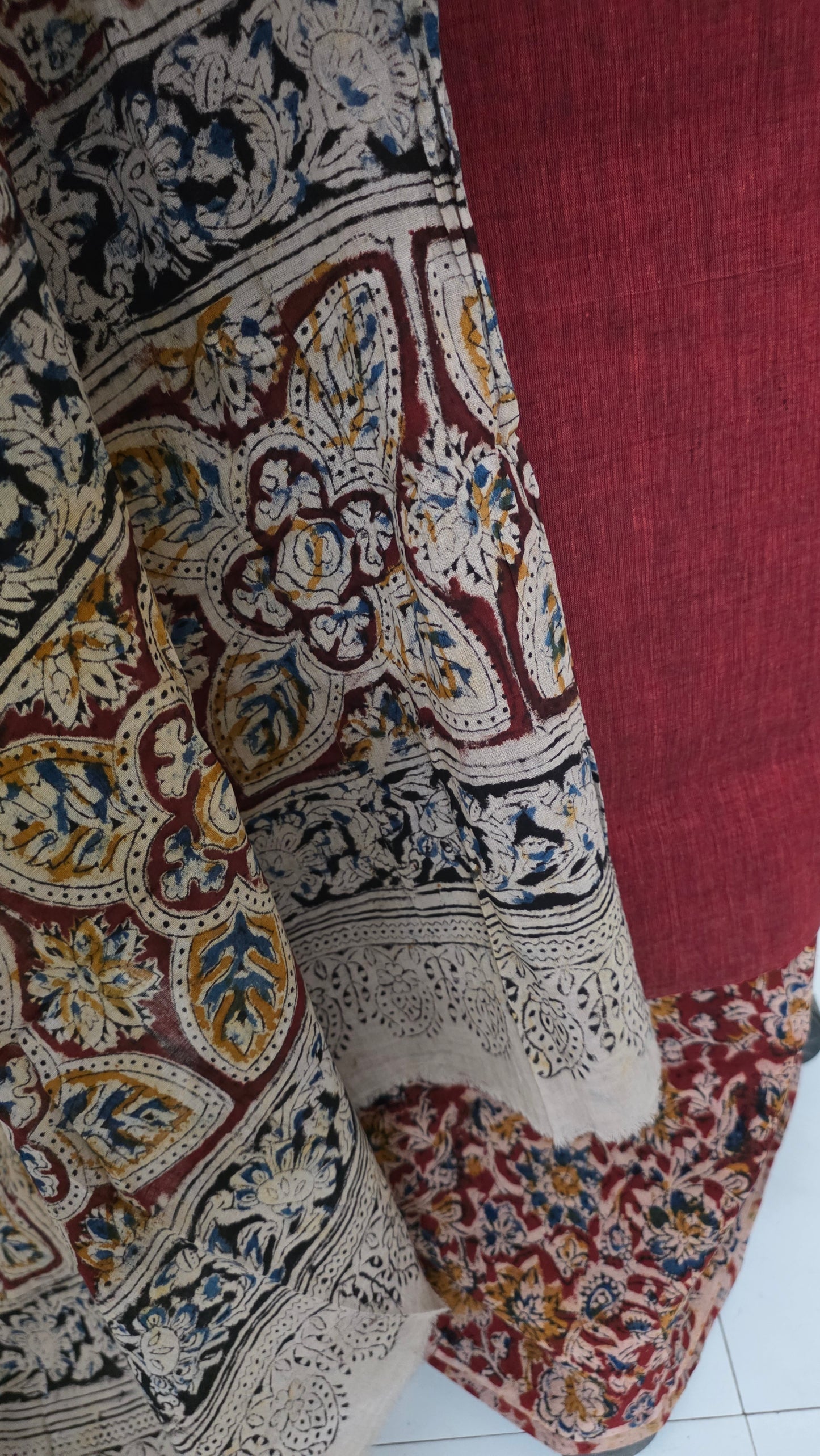 Maroon Kalamkari Salwar Kameez Dress Material