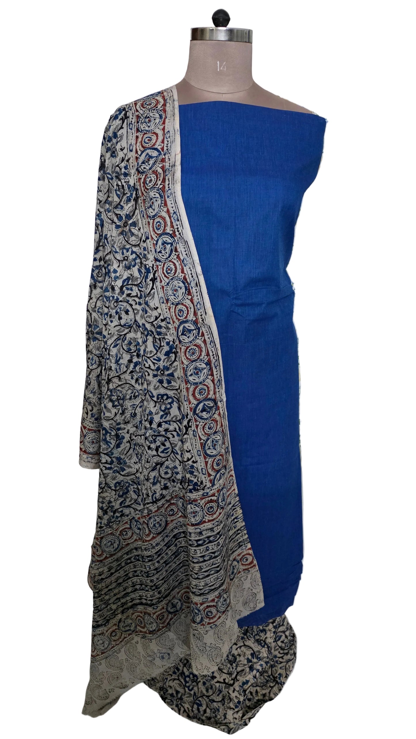 Blue Kalamkari Salwar Kameez Dress Material