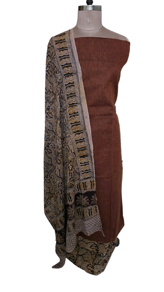 Brown Kalamkari Salwar Kameez Dress Material