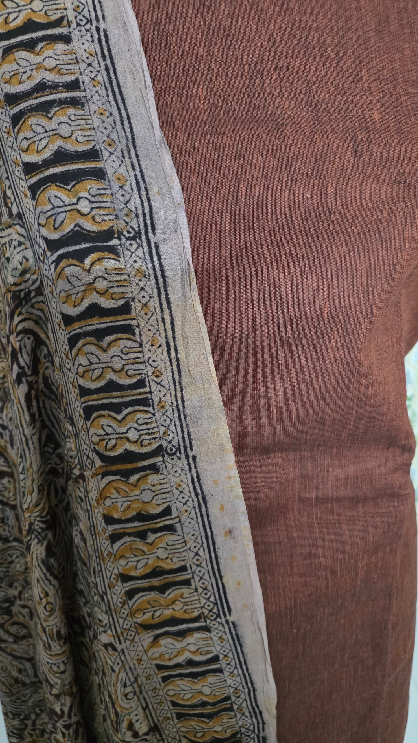 Brown Kalamkari Salwar Kameez Dress Material