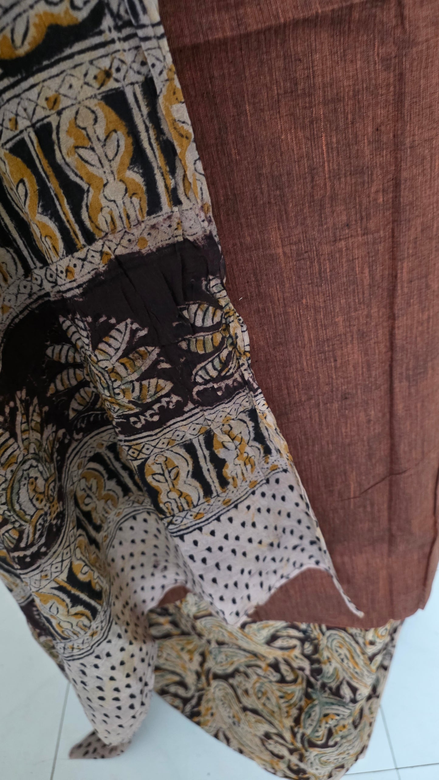 Brown Kalamkari Salwar Kameez Dress Material