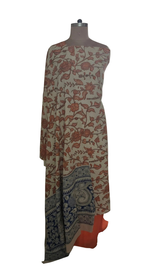 Peach Kalamkari Cotton Salwar Kameez Dress Material