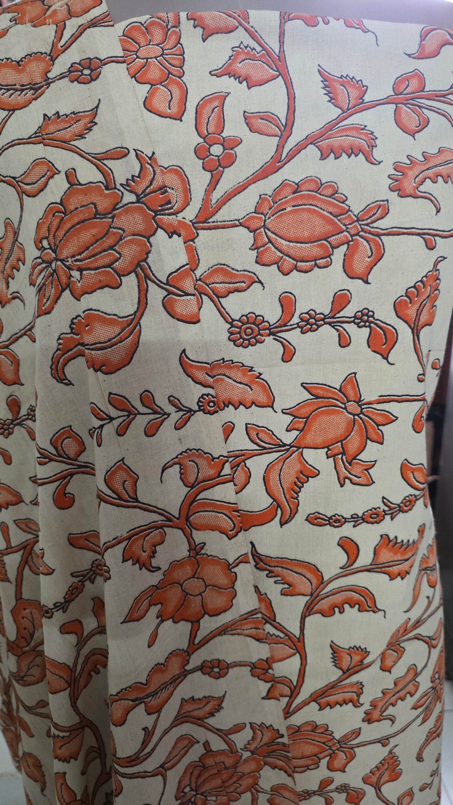 Peach Kalamkari Cotton Salwar Kameez Dress Material
