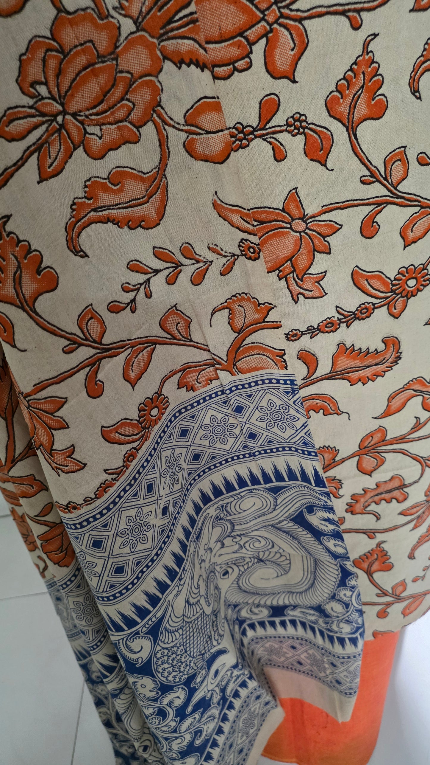 Peach Kalamkari Cotton Salwar Kameez Dress Material