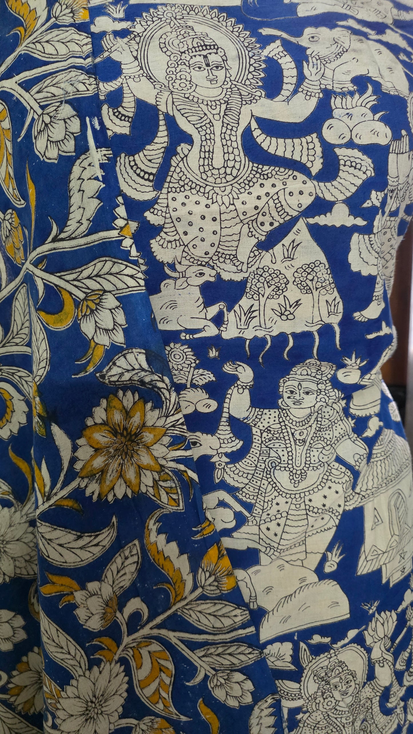 Blue Kalamkari Cotton Salwar Kameez Dress Material