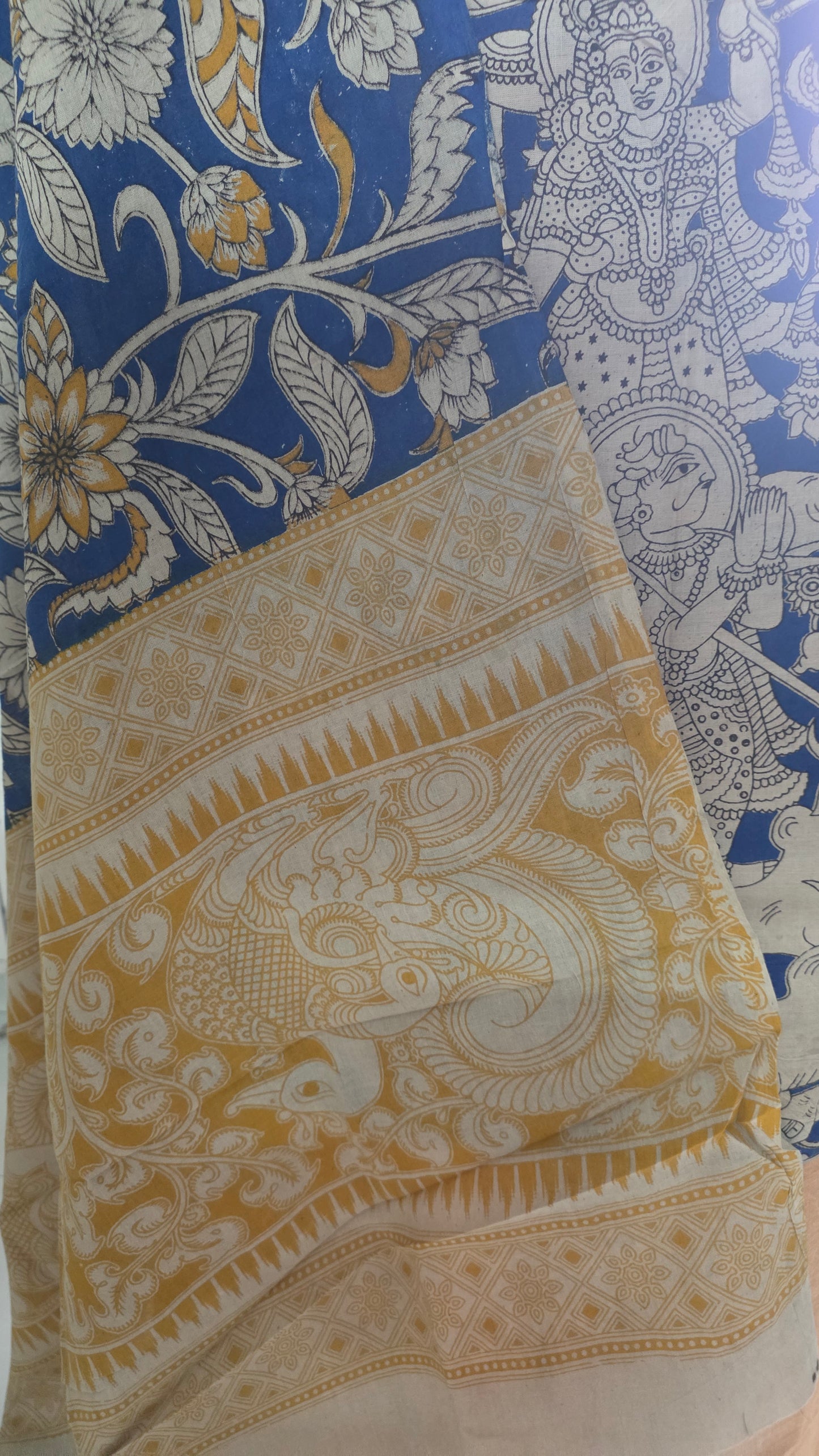 Blue Kalamkari Cotton Salwar Kameez Dress Material