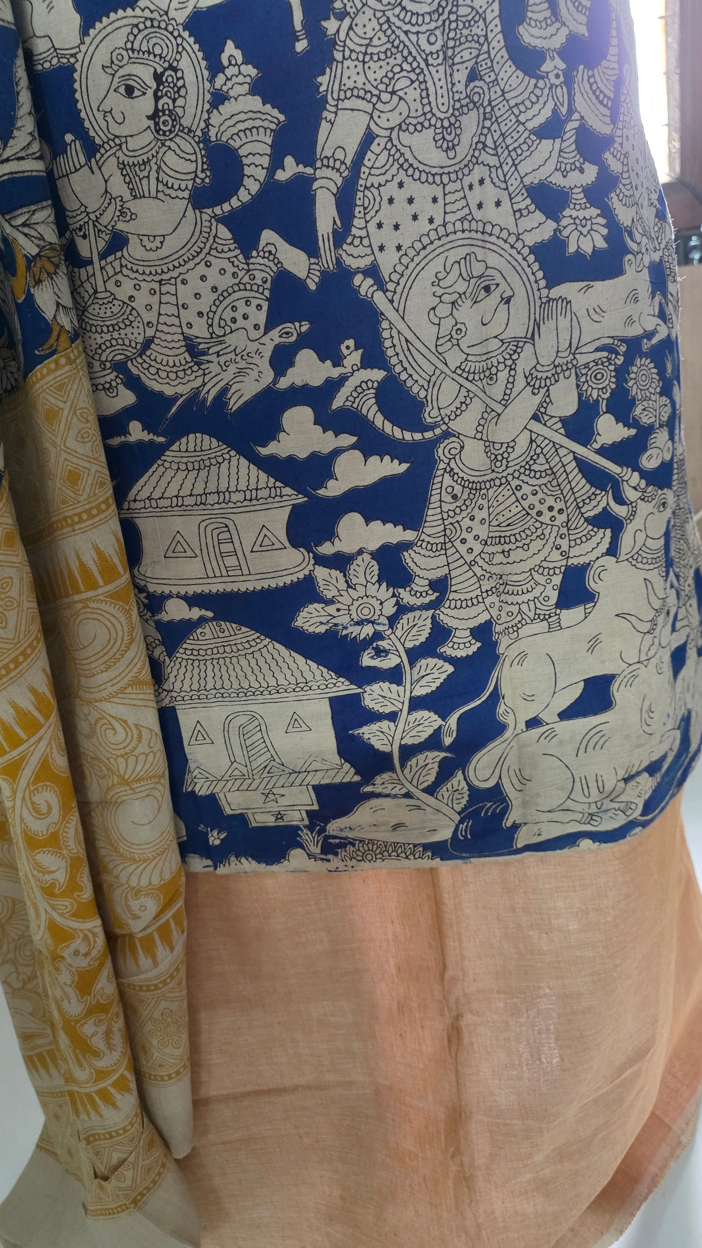 Blue Kalamkari Cotton Salwar Kameez Dress Material