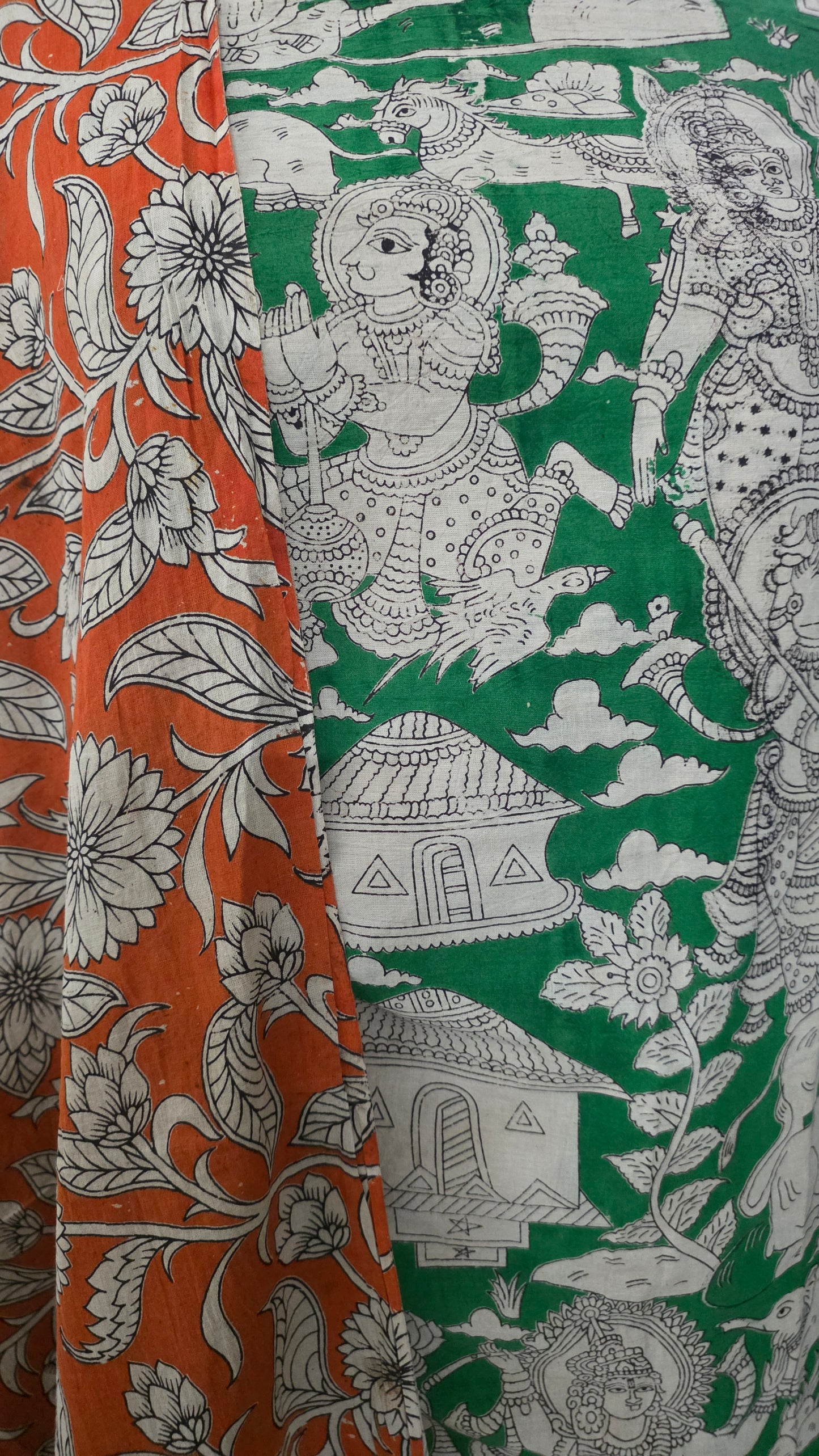 Green Kalamkari Cotton Salwar Kameez Dress Material
