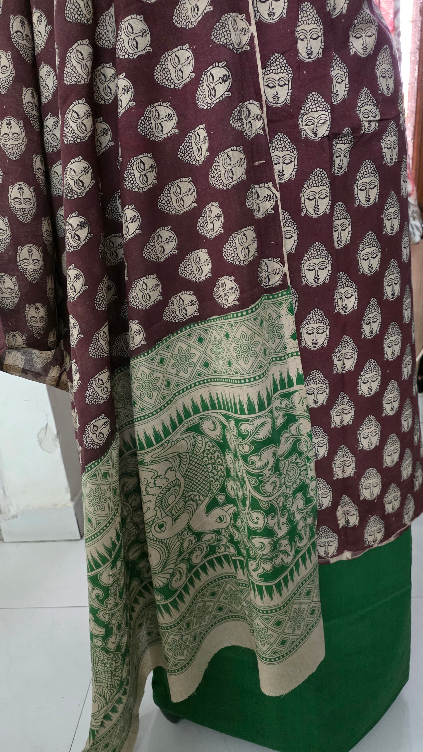 Maroon Kalamkari Cotton Salwar Kameez Dress Material