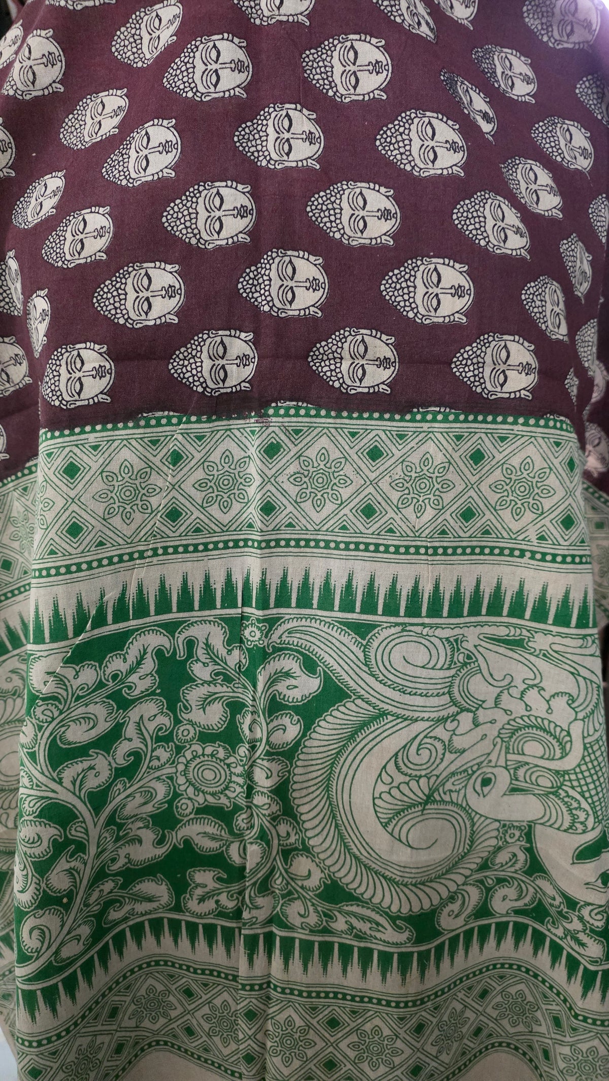 Maroon Kalamkari Cotton Salwar Kameez Dress Material