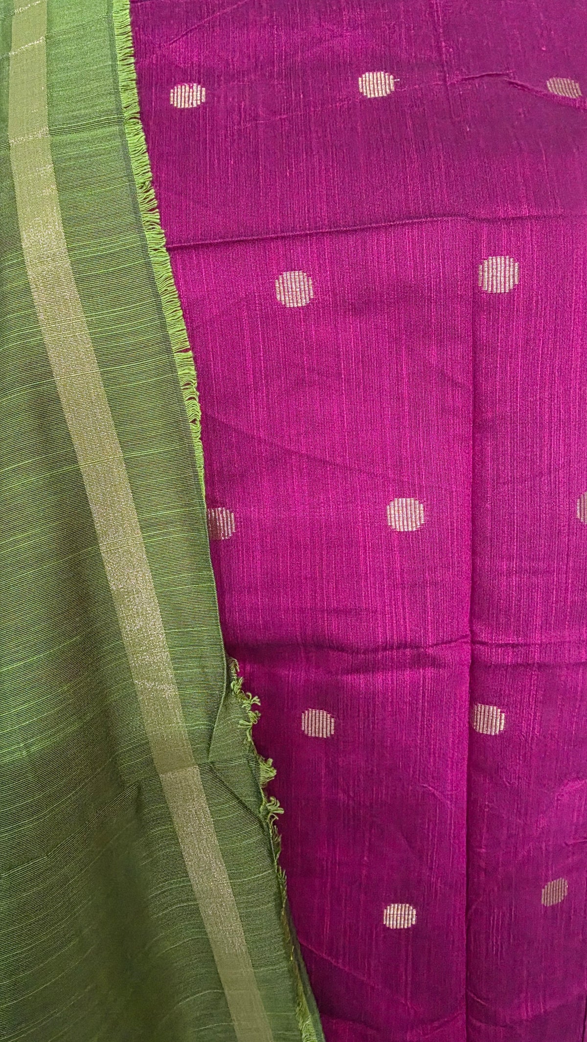 Pink Green Cotton Silk Weaving Unstitched dress material Suit set