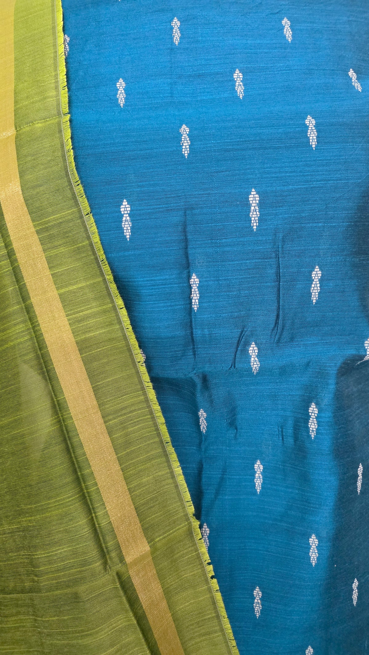 Teal Green Cotton Silk Weaving Unstitched dress material Suit set
