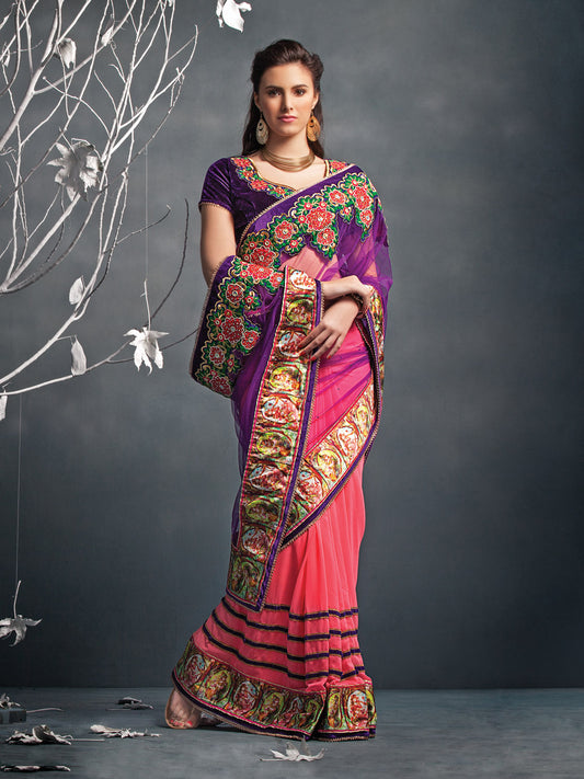 Pink Digital Printed Embroidered Concept Saree SC5006