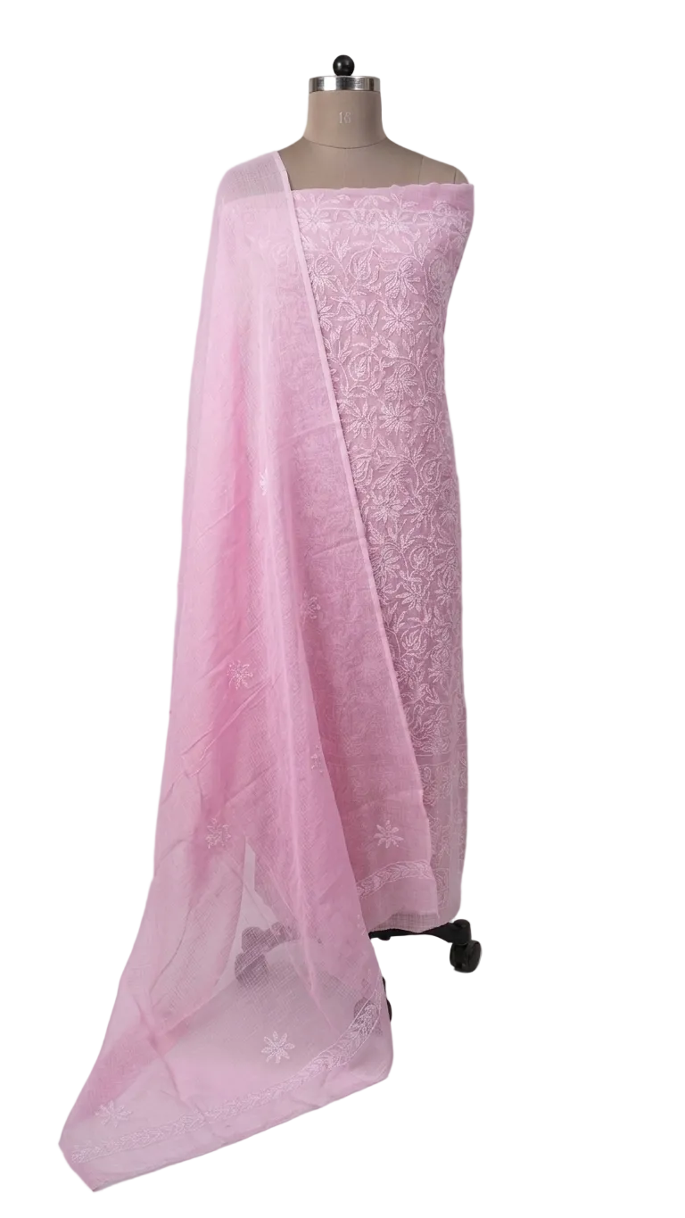 Pink Kota Cotton Chikankari Suit