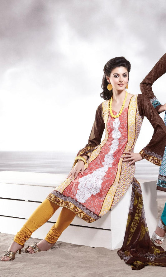 Cotton Yellow Salwar Kameez Dress Material SC8139b - Ethnic's By Anvi Creations