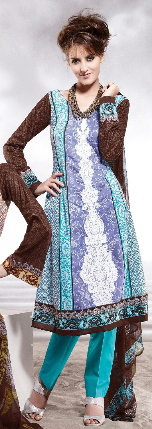 Cotton Blue Salwar Kameez Dress Material SC8139C - Ethnic's By Anvi Creations