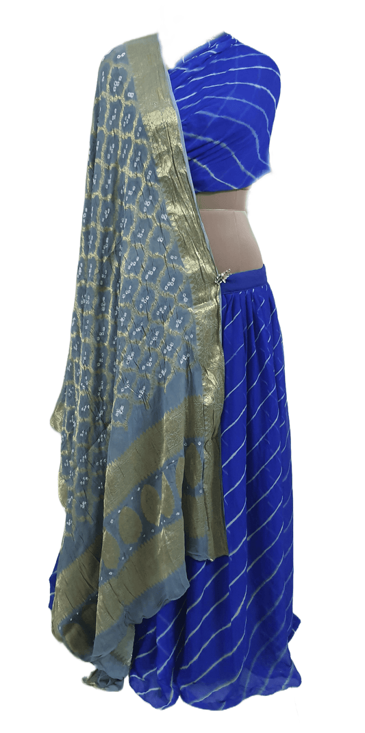 Festive Royal Blue Leheriya Lehenga Choli ALC33 - Ethnic's By Anvi Creations