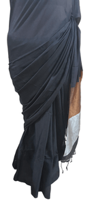 Black Handloom Cotton Saree with Pure Ikkat Silk Blouse BHR02