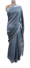 Load image into Gallery viewer, Grey Linen Cotton Saree with Pure Ikkat Cotton Blouse BHR03
