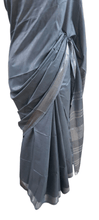 Load image into Gallery viewer, Grey Linen Cotton Saree with Pure Ikkat Cotton Blouse BHR03