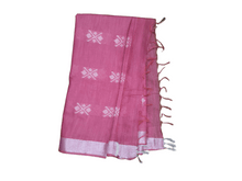 Load image into Gallery viewer, Pink Weaven Linen Cotton Saree with Pure Ikkat Cotton Blouse BHR07