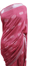 Load image into Gallery viewer, Pink Weaven Linen Cotton Saree with Pure Ikkat Cotton Blouse BHR07