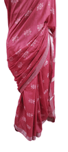 Load image into Gallery viewer, Pink Weaven Linen Cotton Saree with Pure Ikkat Cotton Blouse BHR07