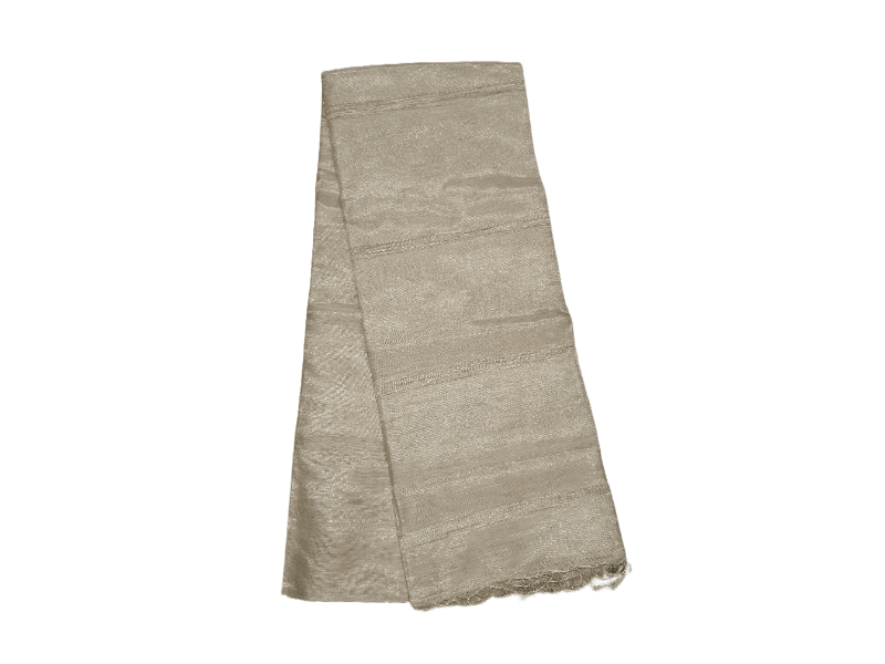 Golden Tissue Linen Cotton Saree with ikkat Cotton Blouse BHR08 - Ethnic's By Anvi Creations