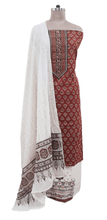 Load image into Gallery viewer, Rust Maroon Jaipuri Printed Ajrakh Style Cotton Suit EV09