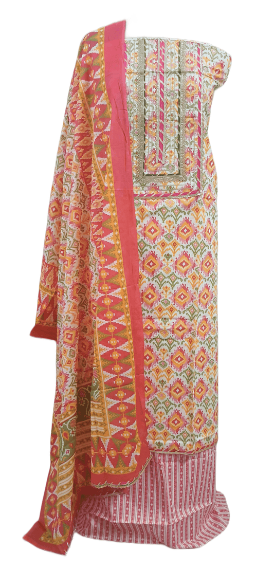 Jaipuri Cotton Printed Suit with Gotta Patti work EV11 - Ethnic's By Anvi Creations