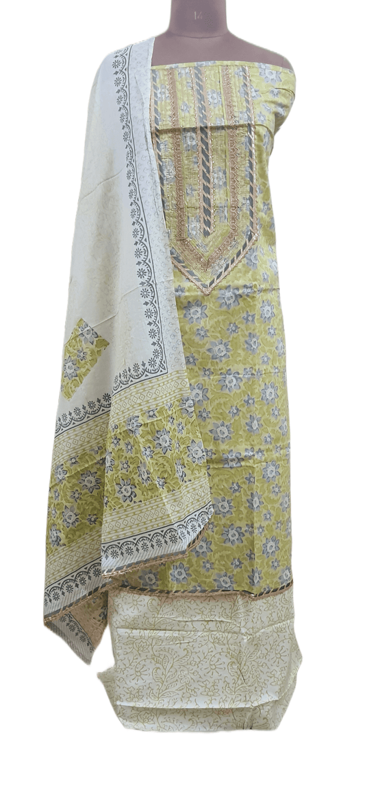 Jaipuri Cotton Printed Suit with Gotta Patti work EV13 - Ethnic's By Anvi Creations