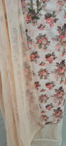 Peach Floral Printed Linen Cotton Suit EV14