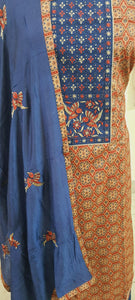 Ajrakh Printed Cotton Suit with Embroidered Dupatta EV15