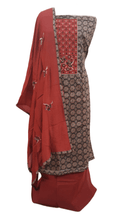 Load image into Gallery viewer, Ajrakh Printed Cotton Suit with Embroidered Dupatta EV16