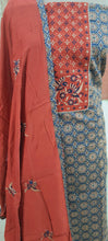 Charger l&#39;image dans la galerie, Ajrakh Printed Cotton Suit with Embroidered Dupatta EV18