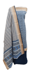Light Blue Handloom Border Printed Cotton Suit EV21