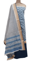 Load image into Gallery viewer, Light Blue Handloom Border Printed Cotton Suit EV23