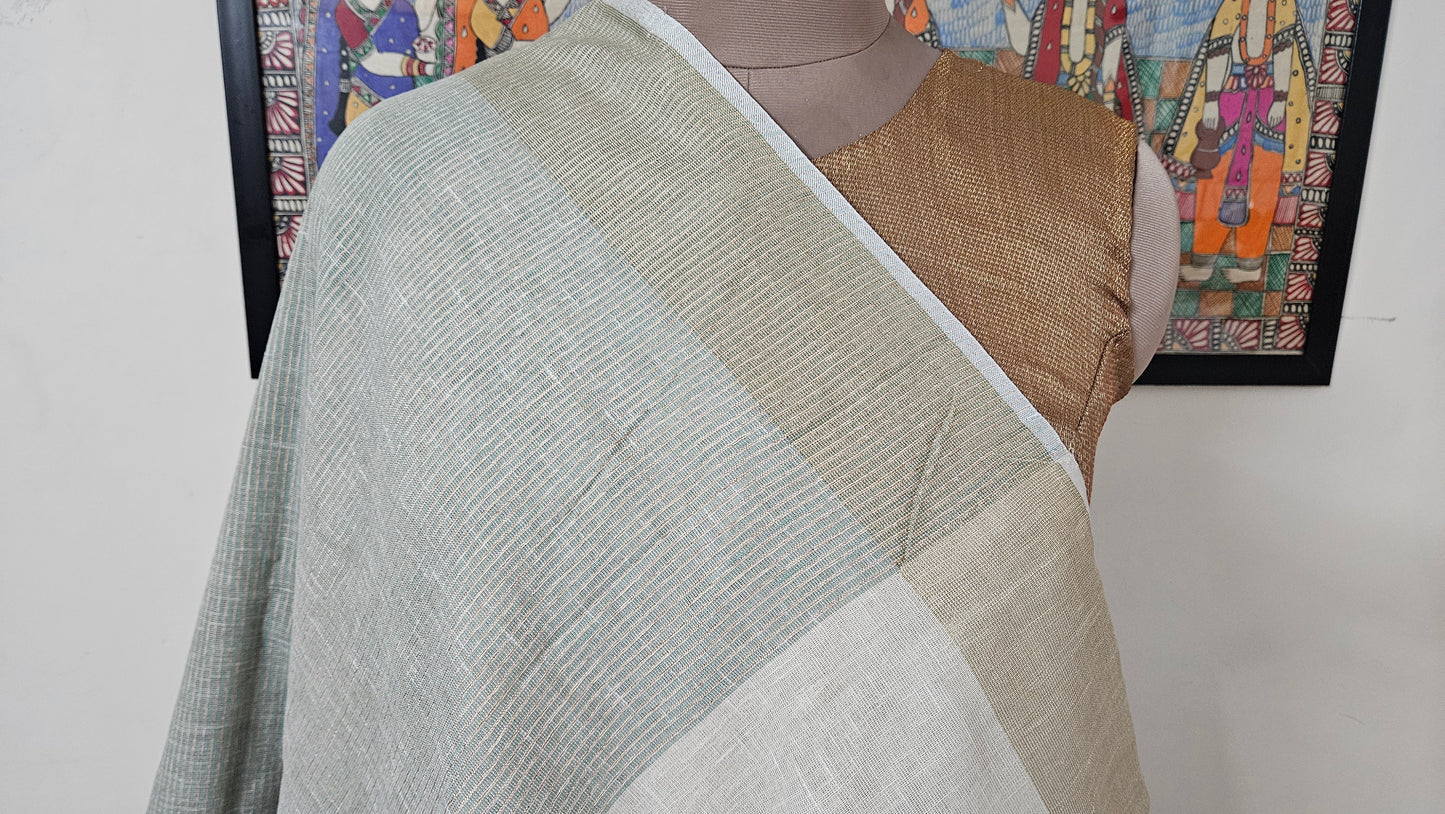 Linen Cotton saree with Original Pen Kalamkari applique work GLK01