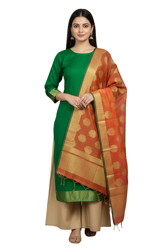 Designer Green Dupion Silk Kurta with Dupion silk Dupatta Silk2