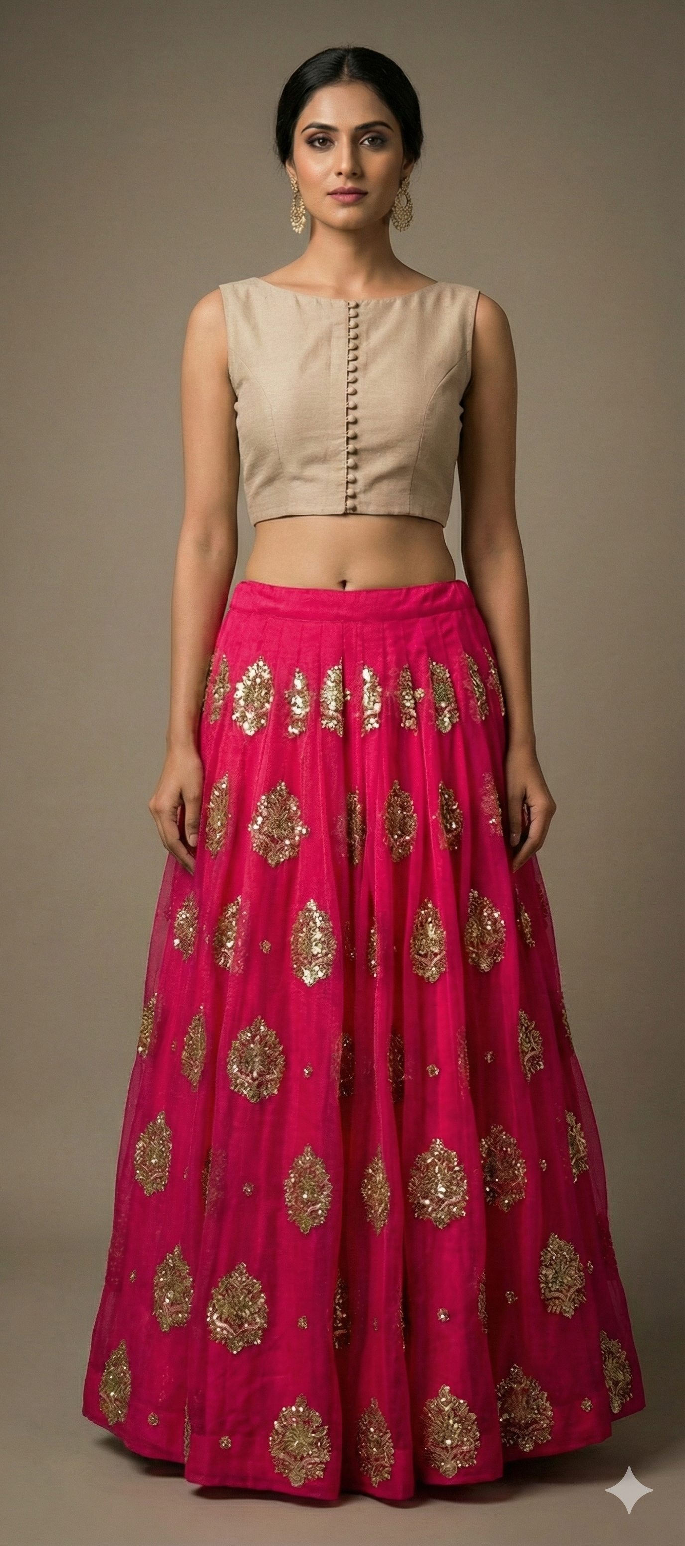 Designer Heavy Embroidered Deep Pink Ready To Wear Lehenga Skirt Only ALC26