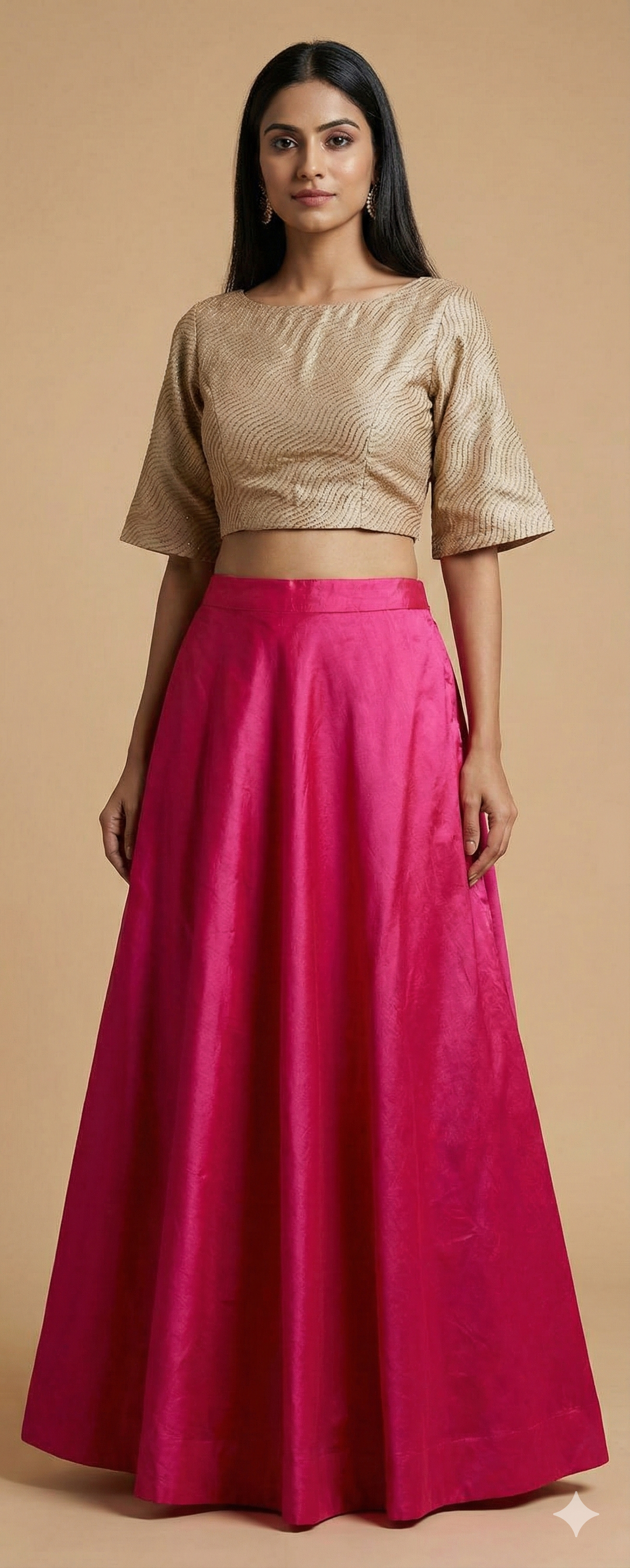 Magenta Pink Dupion Silk Ready To Wear Lehenga Skirt Only ALC20