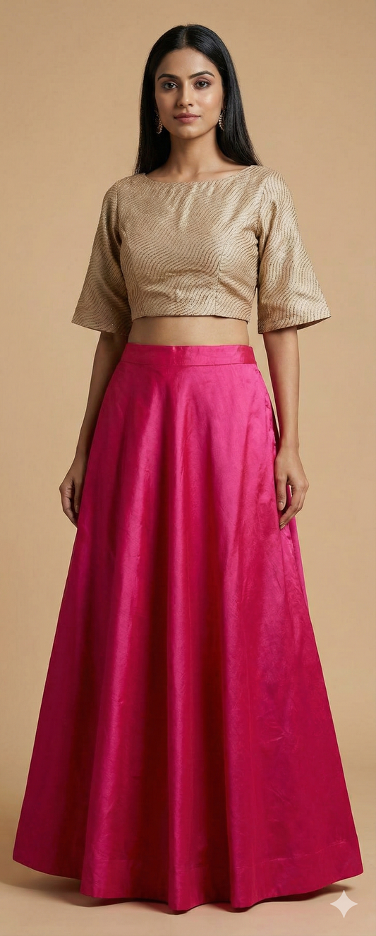 Magenta Pink Dupion Silk Ready To Wear Lehenga Skirt Only ALC20