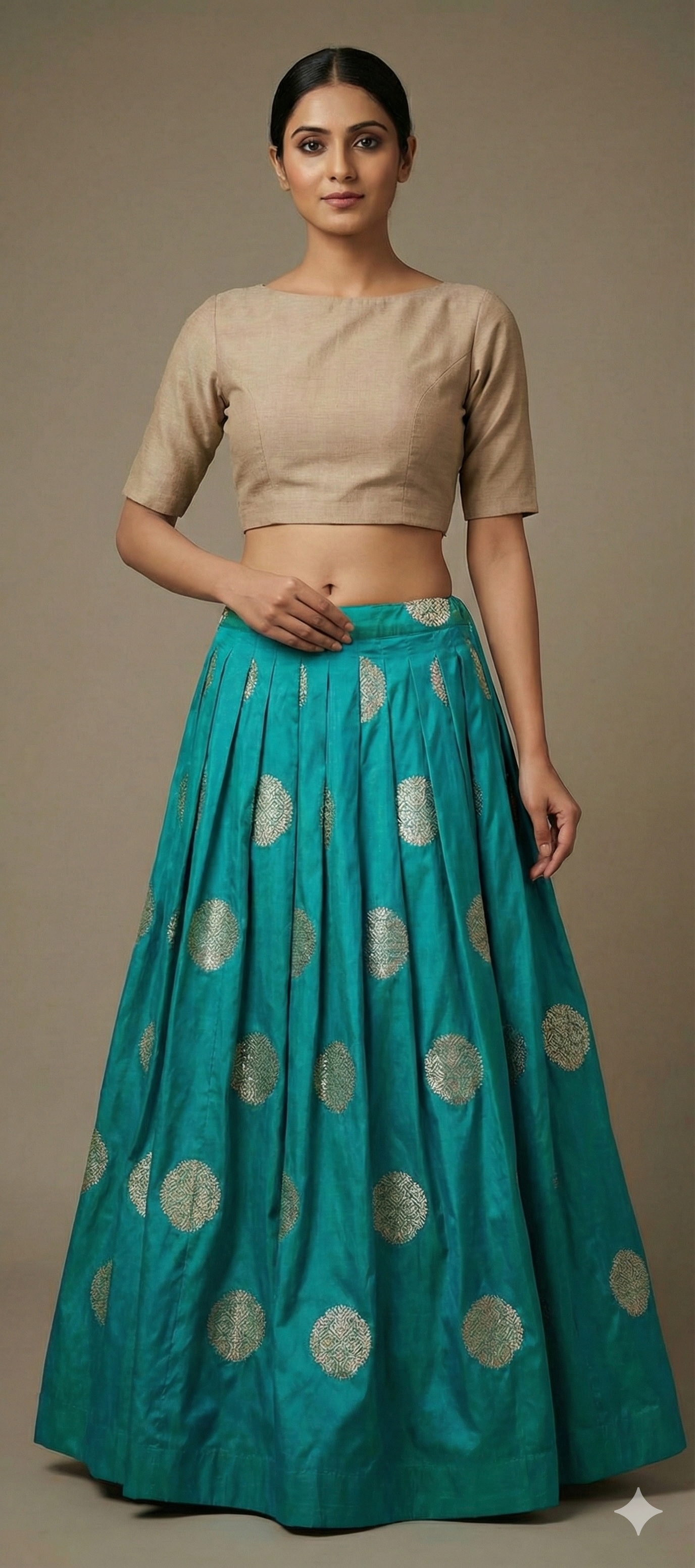 Designer Dupion Silk Turquoise Ready To Wear Lehenga Skirt with Banarasi Dupatta ALC29