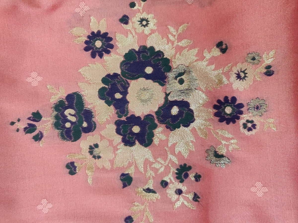 Designer Peach Pink Weaven Katan Pure Silk Saree MAN2202