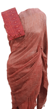 Load image into Gallery viewer, Rust Orange Katan Ghicha Saree with Pure Ikkat Silk Blouse KG05