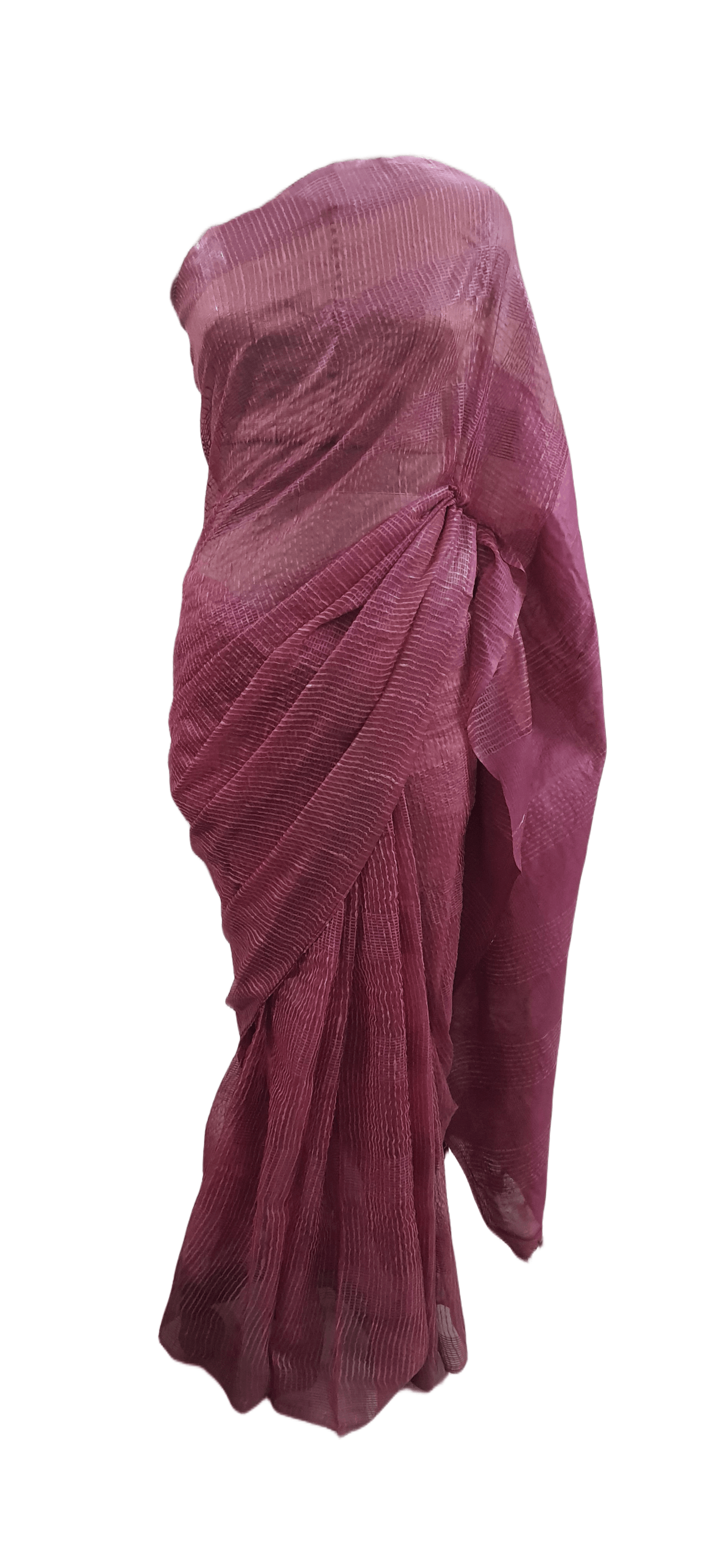 Onion Pink Katan Ghicha Saree with Pure Ikkat Cotton Blouse KG06 - Ethnic's By Anvi Creations