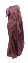 Load image into Gallery viewer, Onion Pink Katan Ghicha Saree with Pure Ikkat Cotton Blouse KG08